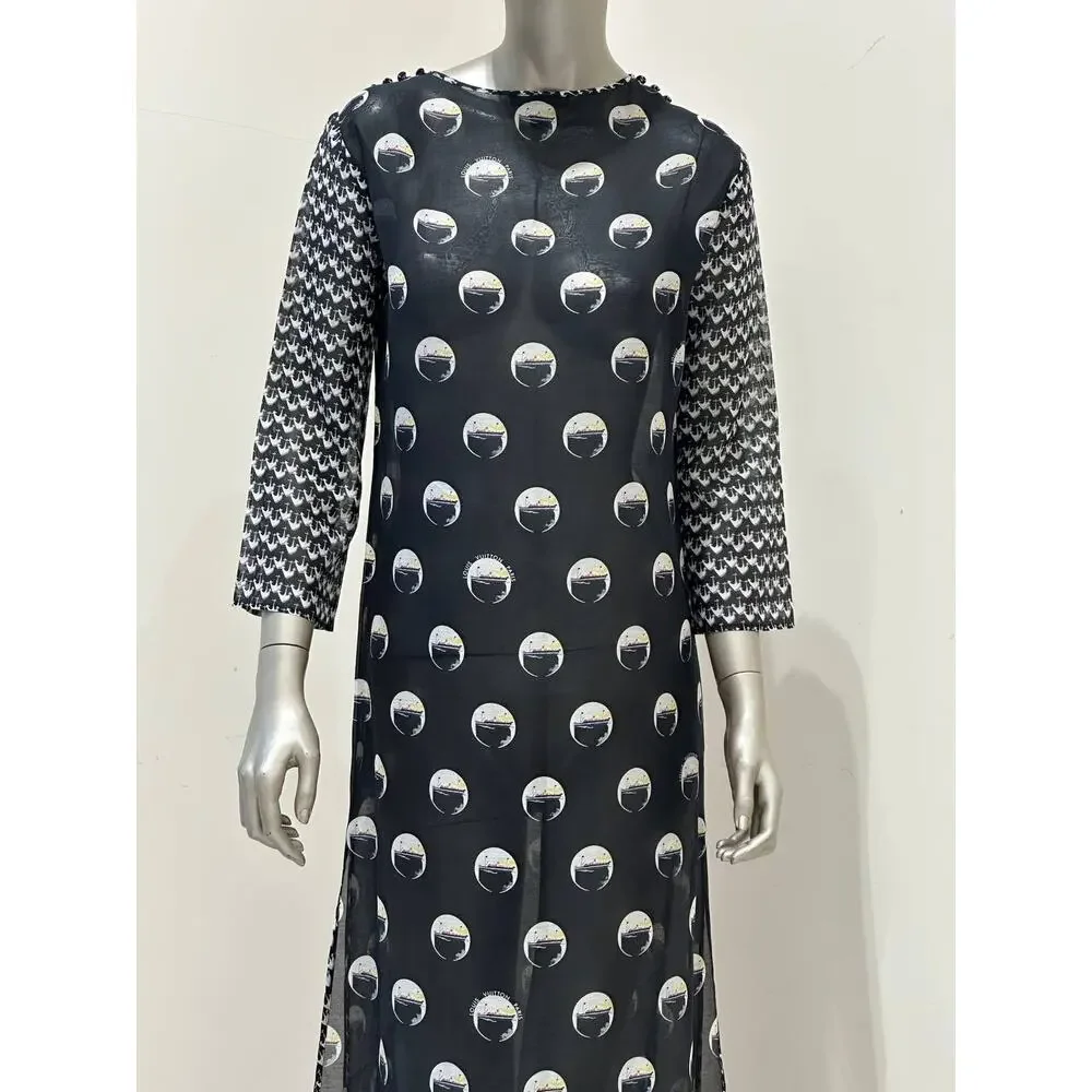 Louis Vuitton Marc Jacobs Black Graphic Print Dress Sz.36